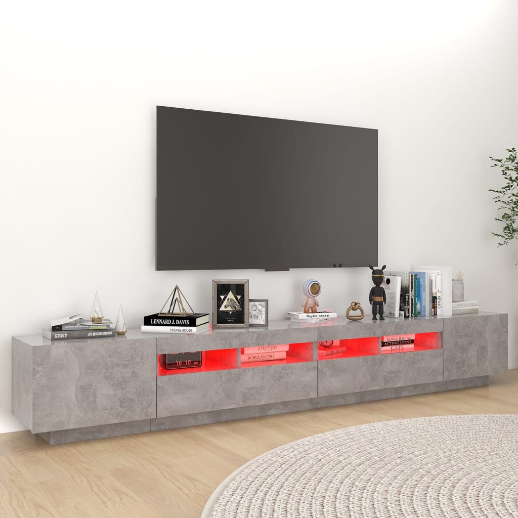 vidaXL tv-skab med LED-lys 260x35x40 cm betongrå