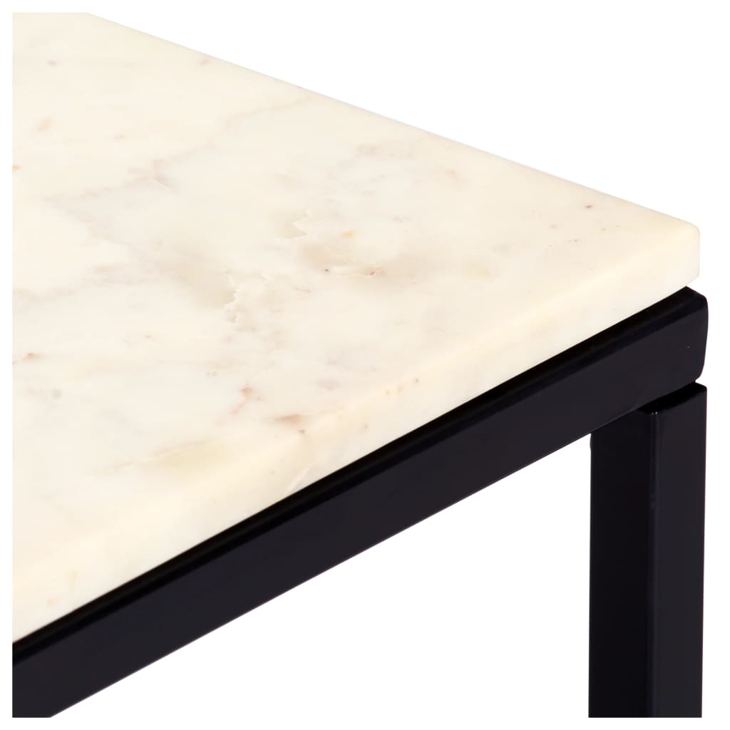 vidaXL sofabord 60x60x35 cm ægte sten med marmortekstur hvid