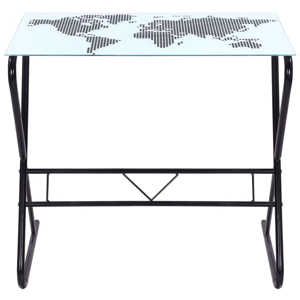 Glasskrivebord med verdenskort mønster