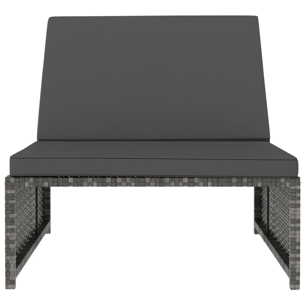 vidaXL liggestole med bord 2 stk. polyrattan grå