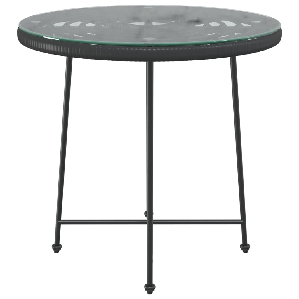 vidaXL spisebord Ø80 cm hærdet glas og stål sort