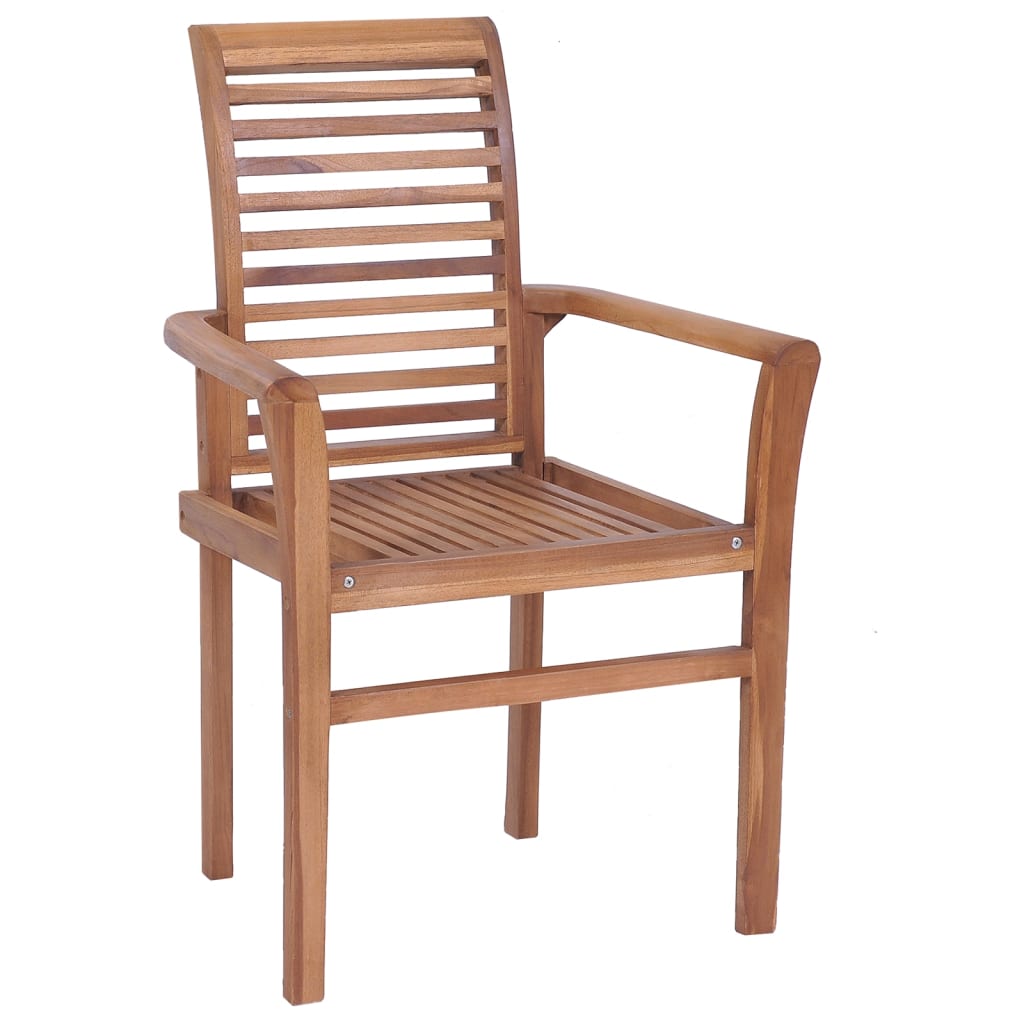 vidaXL spisebordsstole 8 stk. med gråbrune hynder massivt teaktræ