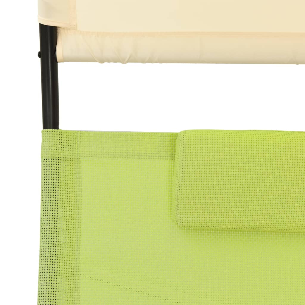 vidaXL dobbelt solseng med baldakin textilene grøn og cremefarvet
