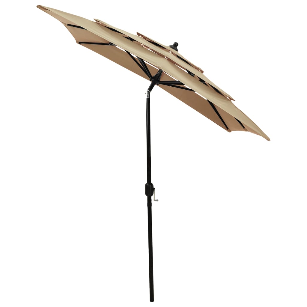 vidaXL parasol med aluminiumsstang i 3 niveauer 2x2 m gråbrun