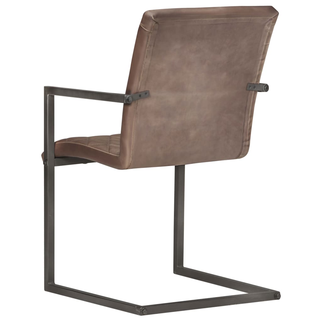 vidaXL spisebordsstole med cantilever 4 stk. ægte læder brun