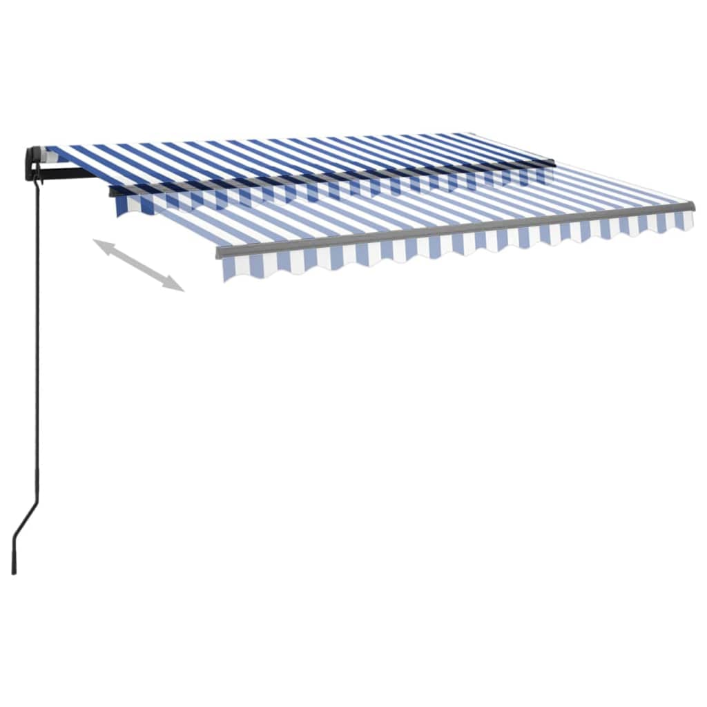 vidaXL markise m. LED-lys + vindsensor 3x2,5 m automatisk blå og hvid