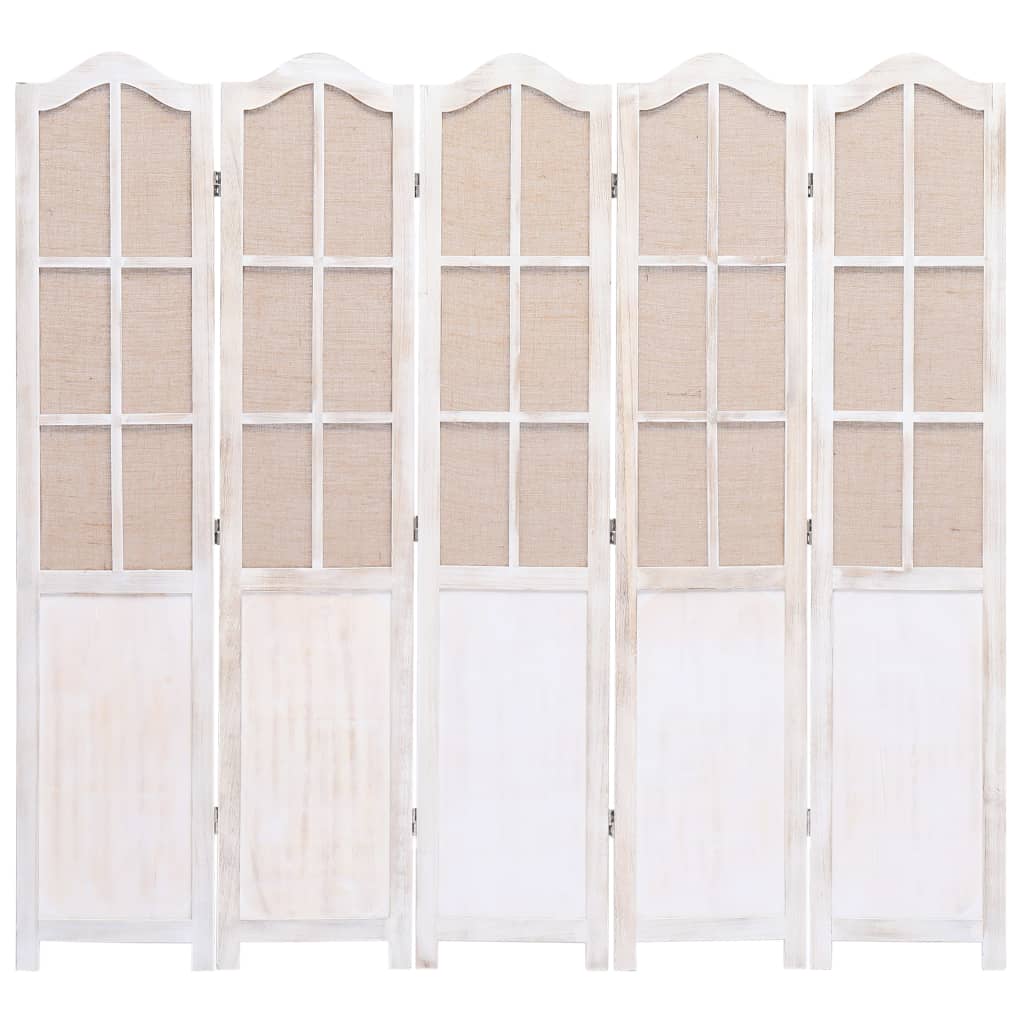 vidaXL 5-panels rumdeler 175 x 165 cm stof hvid