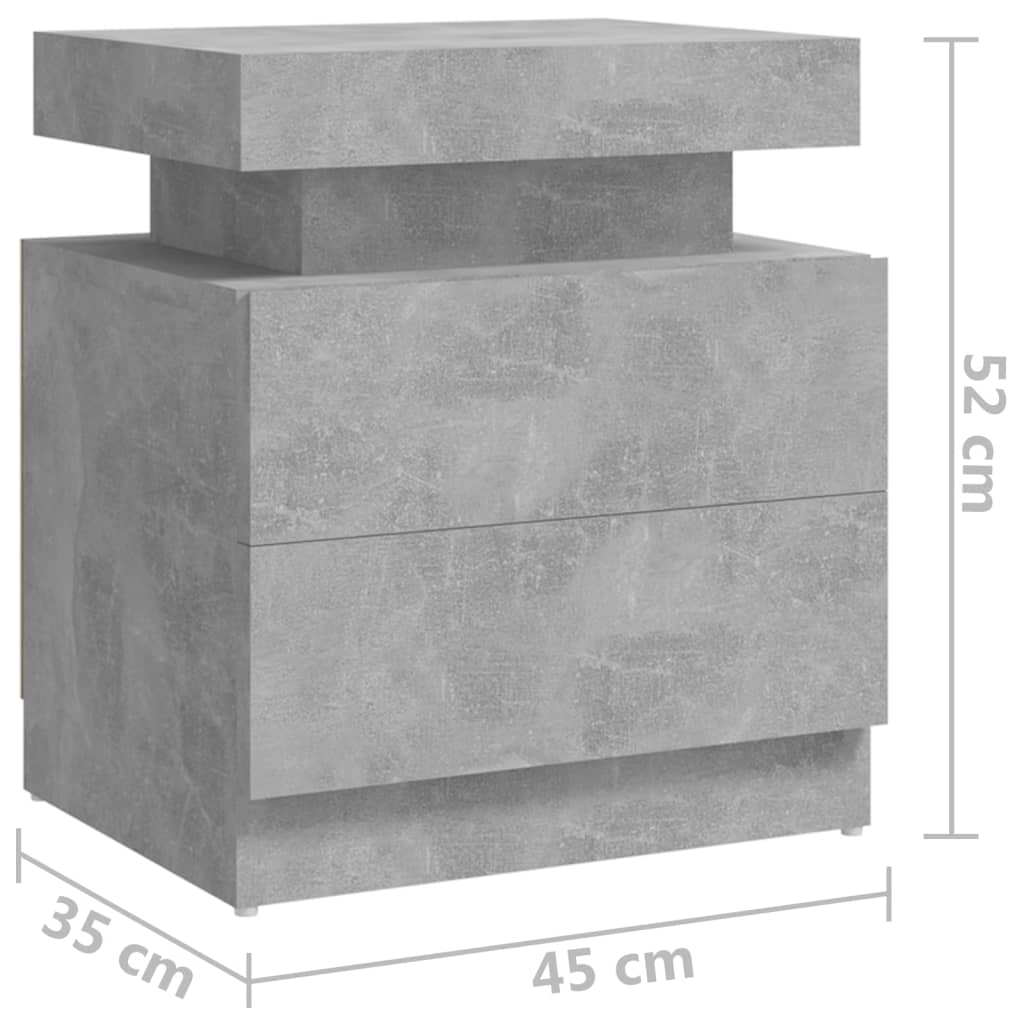 vidaXL sengebord 45x35x52 cm spånplade betongrå
