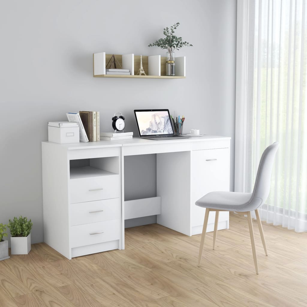 vidaXL skrivebord 140x50x76 cm spånplade hvid