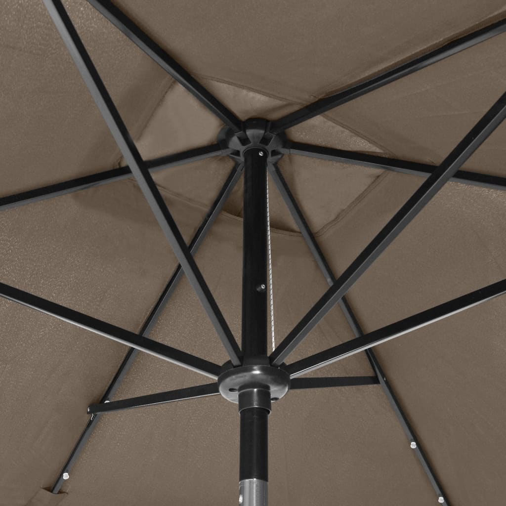 vidaXL parasol med stålstang og LED-lys 2x3 m gråbrun