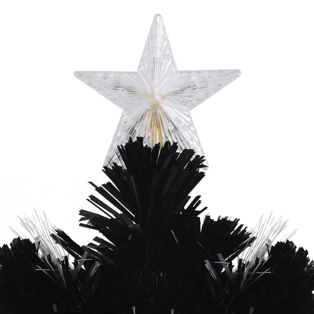 vidaXL juletræ med LED-snefnug 180 cm fiberoptik sort