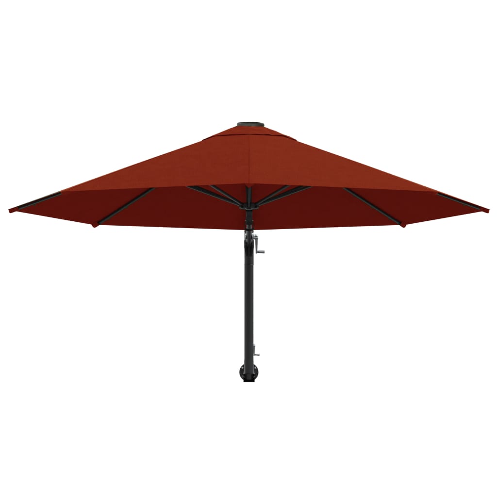 vidaXL væghængt parasol med metalstang 300 cm terracotta