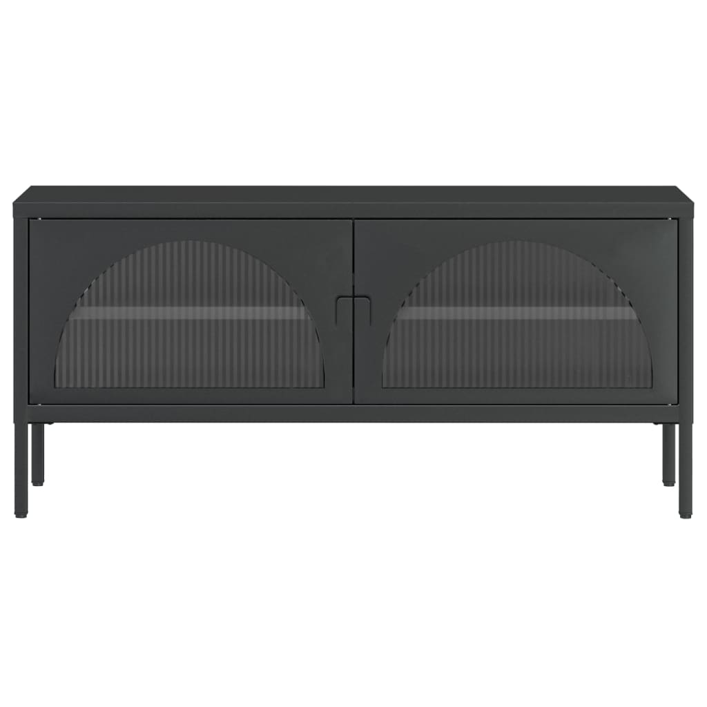 vidaXL tv-bord 105x35x50 cm glas og stål sort