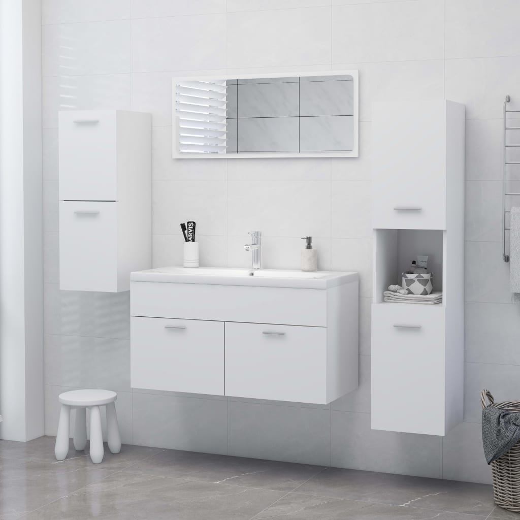 vidaXL badeværelsesskab 30x30x130 cm spånplade hvid