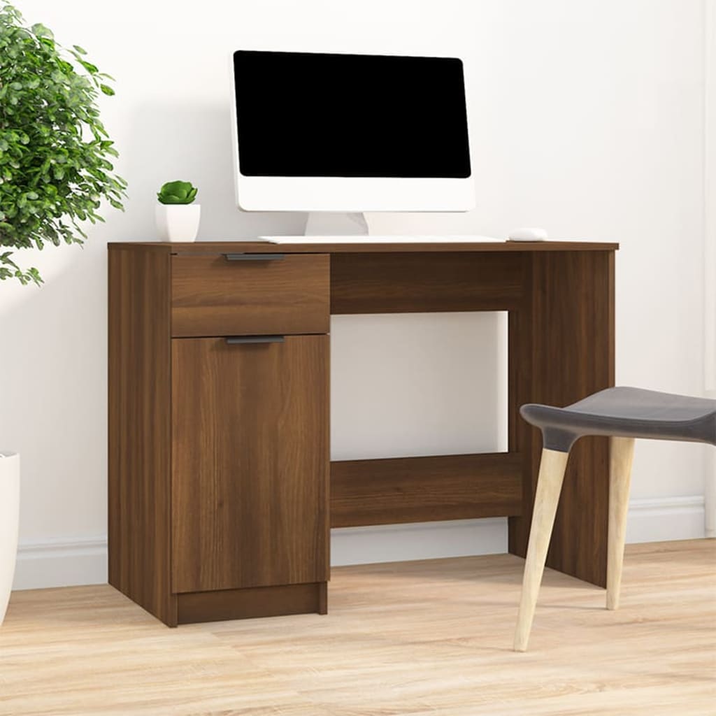vidaXL skrivebord 100x50x75 cm konstrueret træ brun egetræsfarve