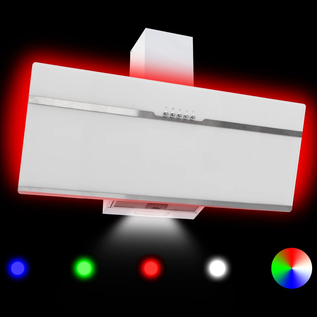 vidaXL RGB emhætte LED 90 cm rustfrit stål og hærdet glas
