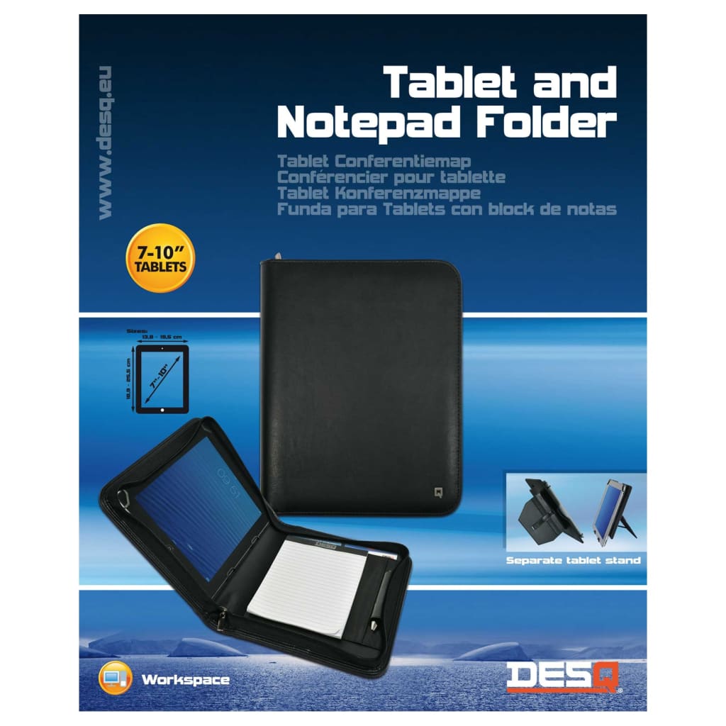 DESQ A5 konferencemappe med notesblok og tabletholder sort