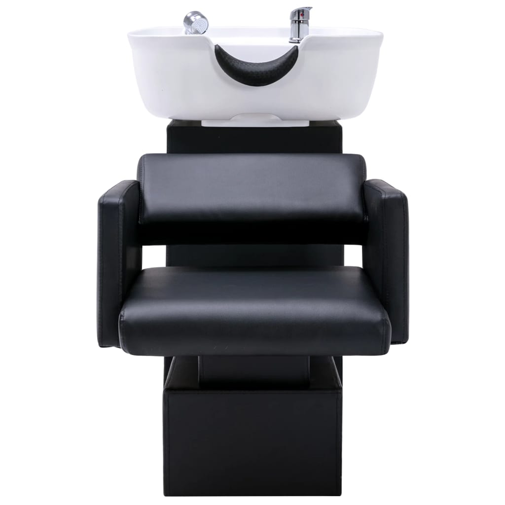 vidaXL frisørstol med vask 129x59x82 cm kunstlæder sort og hvid