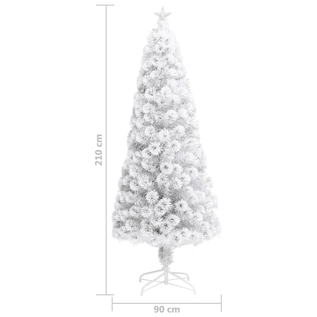 vidaXL kunstigt juletræ med lys 210 cm fiberoptisk hvid