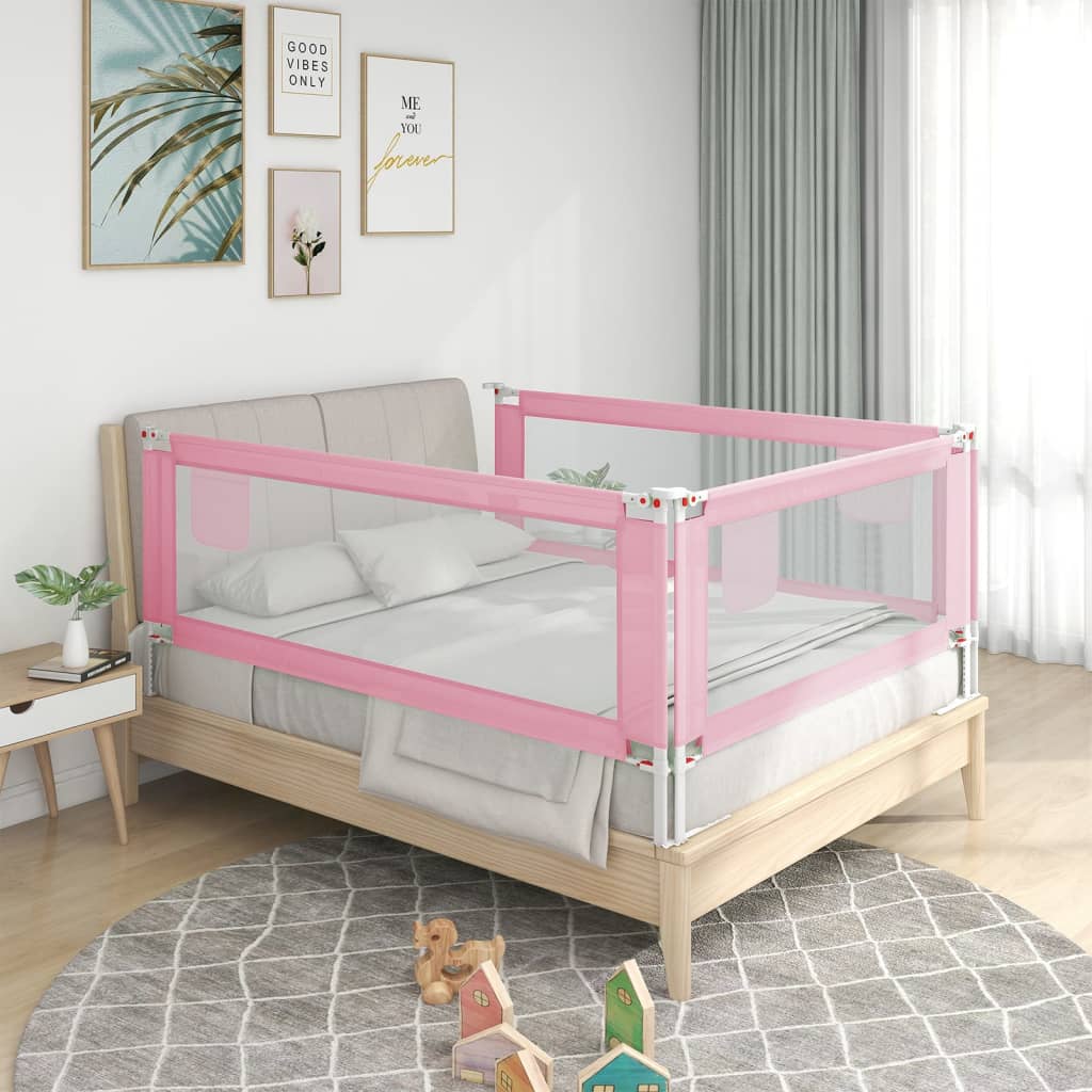 vidaXL sengehest til børneseng 90x25 cm stof lyserød