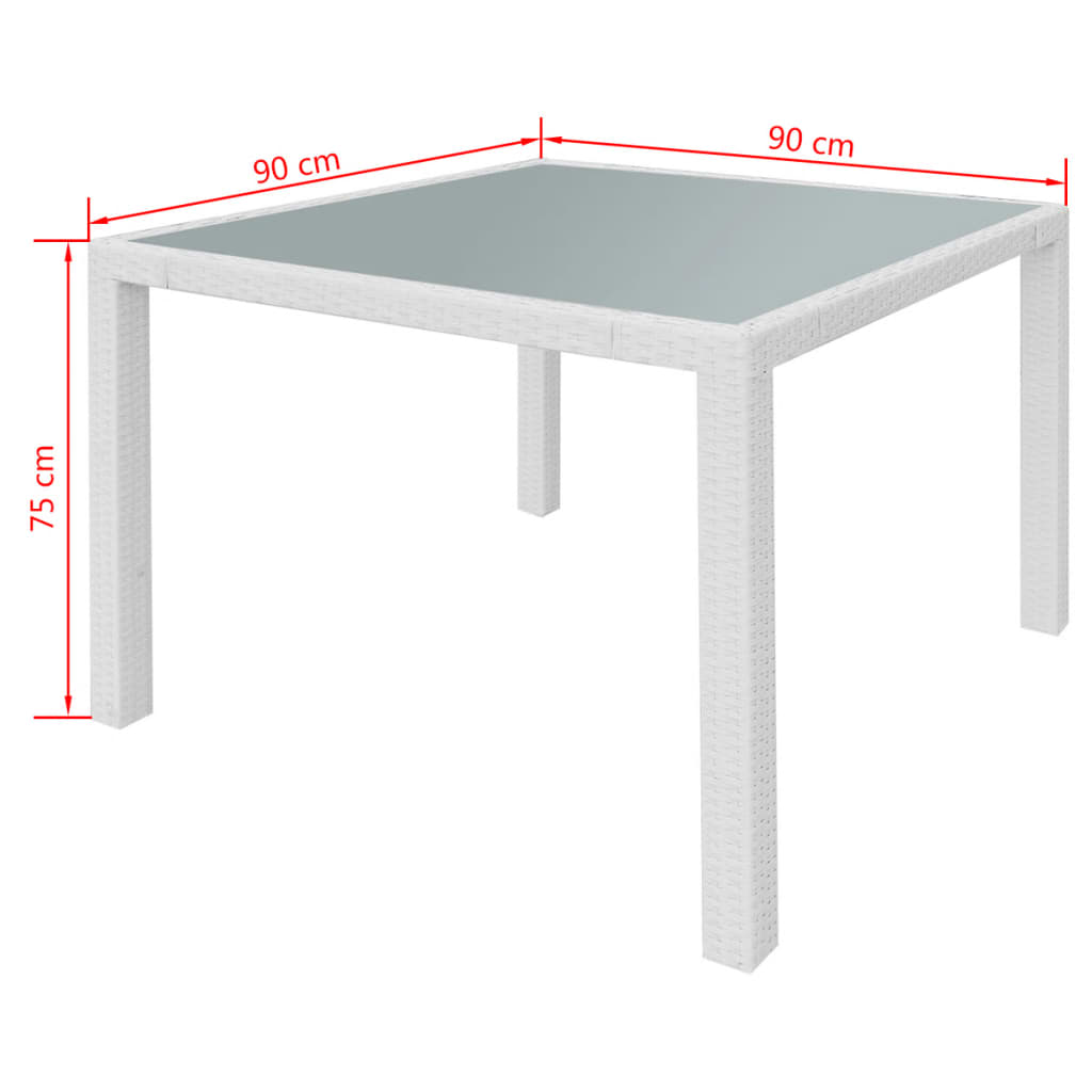 vidaXL udendørs spisebordssæt 5 dele med hynder polyrattan hvid