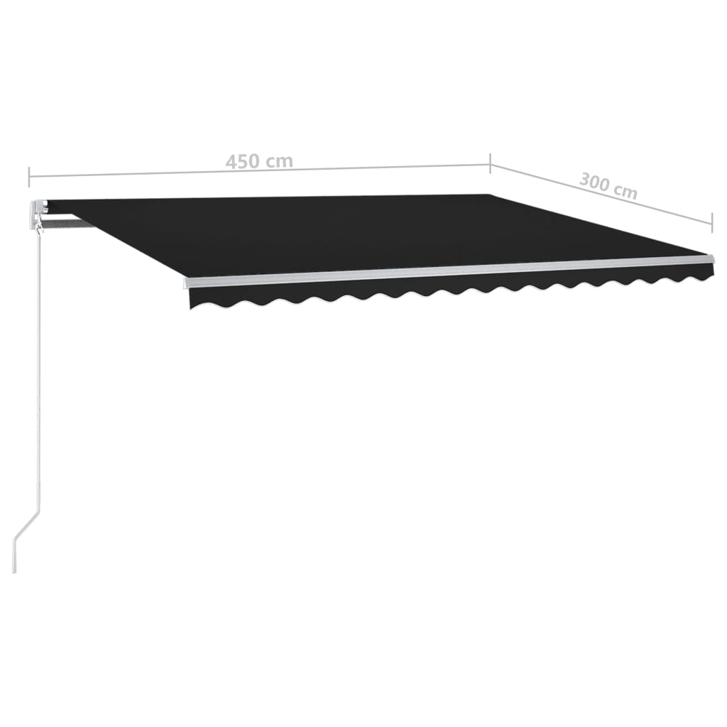 vidaXL foldemarkise med stolper 4,5x3 m automatisk antracitgrå