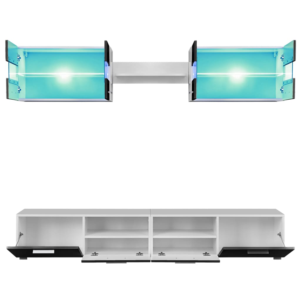 vidaXL TV-møbelsæt i 5 dele med LED-lys højglans sort
