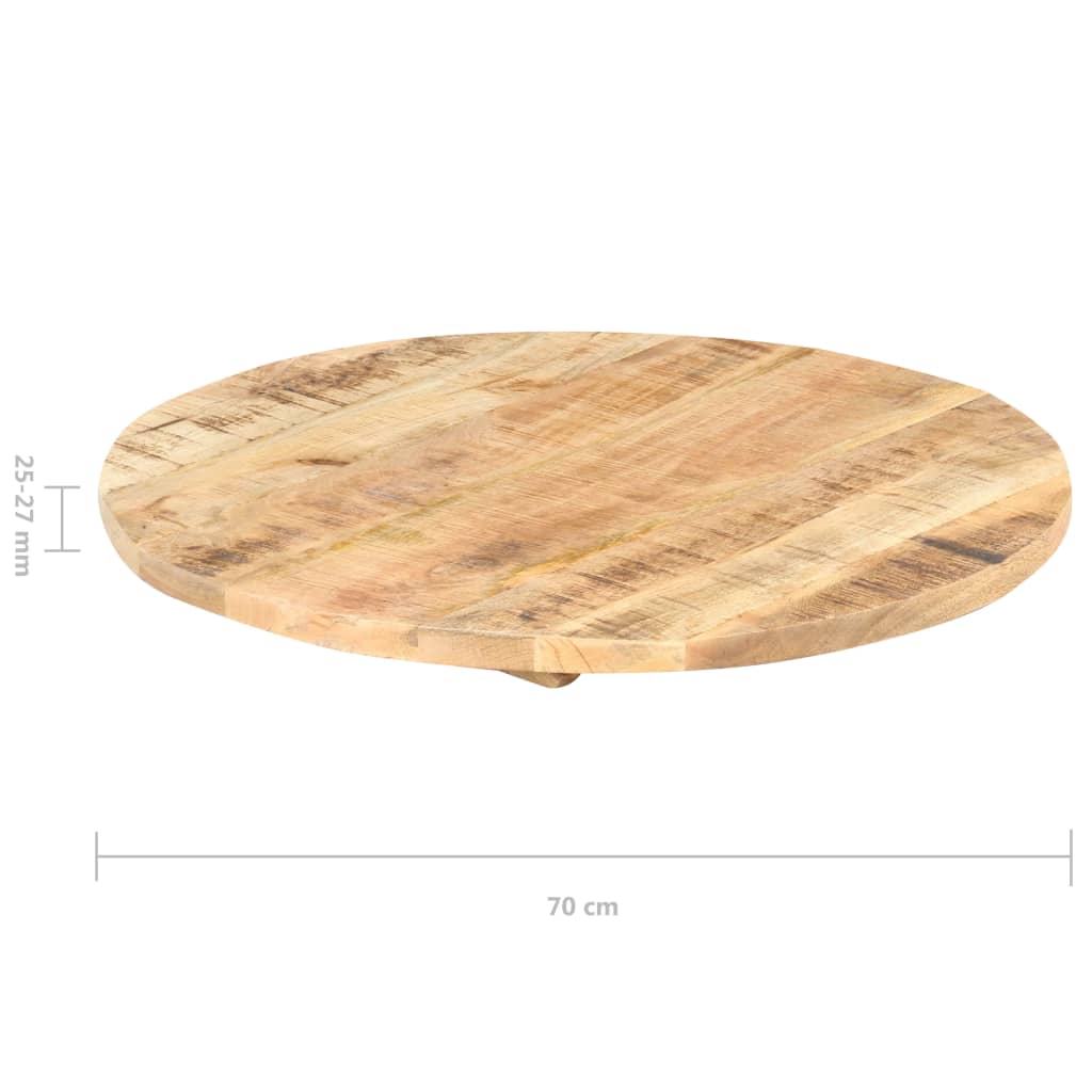 vidaXL bordplade 25-27 mm 70 cm rund massivt mangotræ