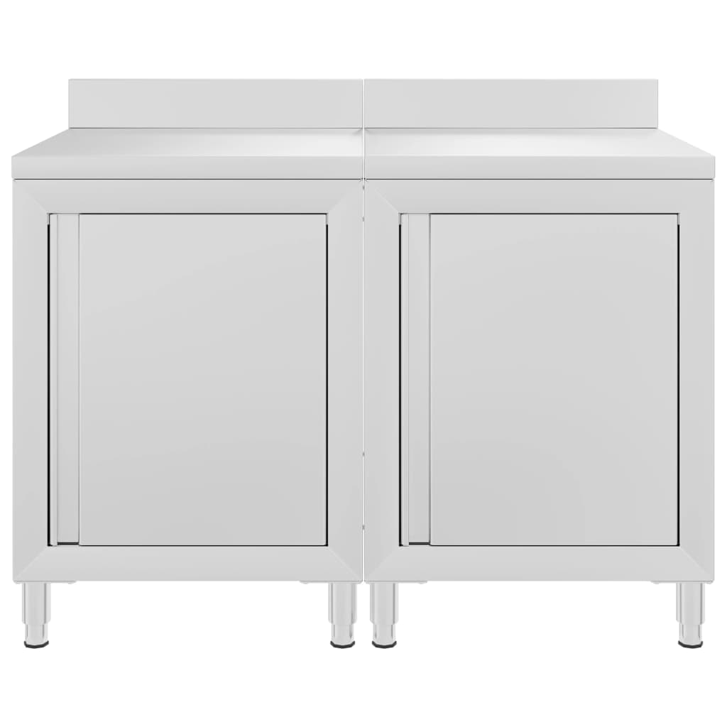vidaXL kommercielt køkkenbord med skab 120x60x96 cm rustfrit stål