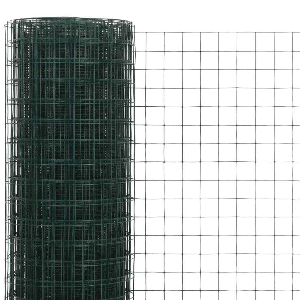 vidaXL hønsenet stål med PVC-belægning 25 x 0,5 m grøn
