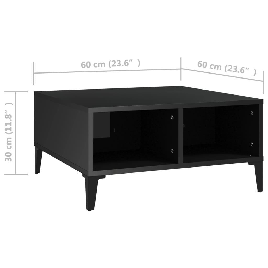 vidaXL sofabord 60x60x30 cm spånplade sort højglans