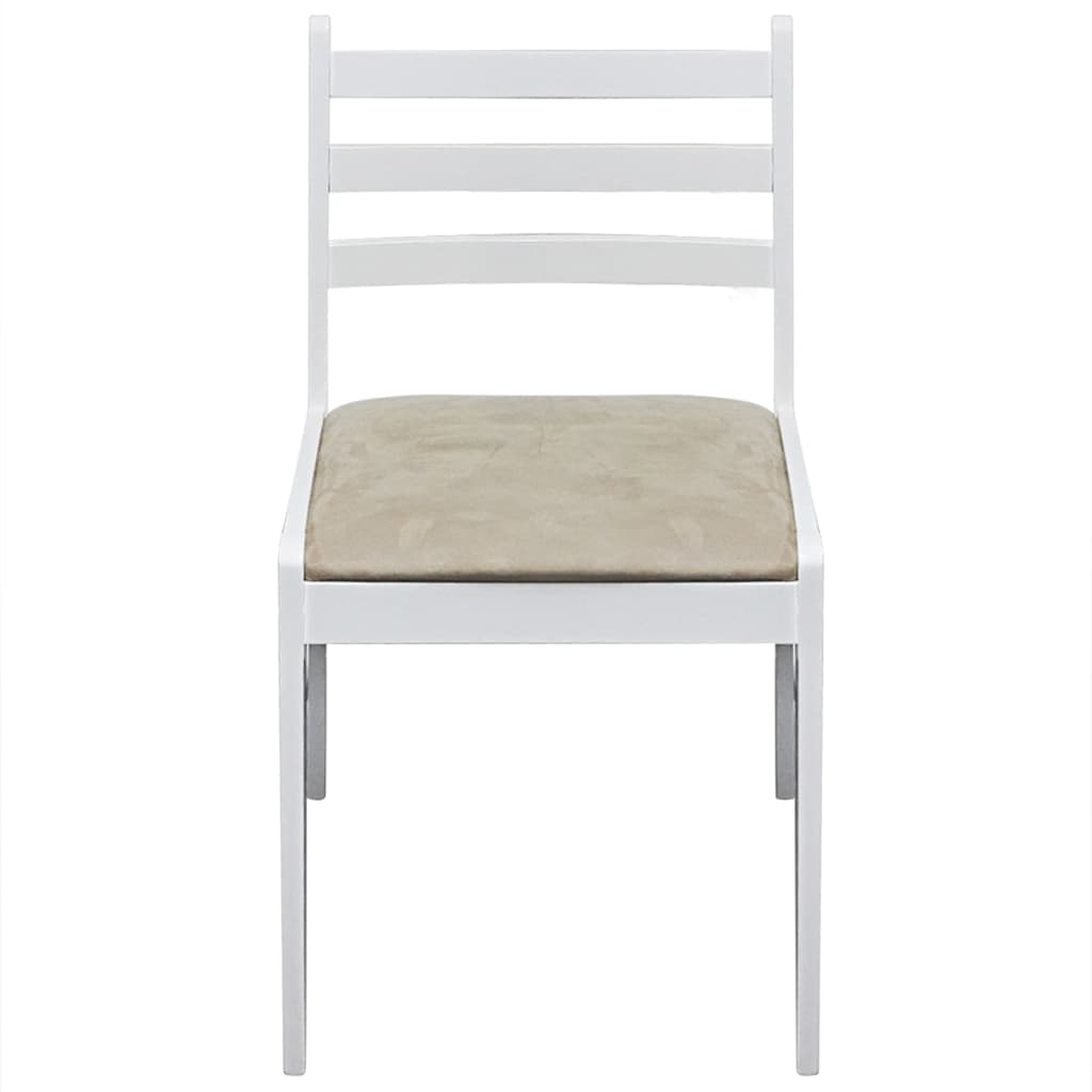 vidaXL spisebordsstole 2 stk. massivt gummitræ og fløjl hvid