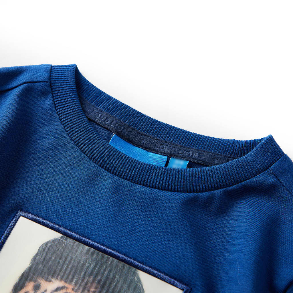 Langærmet T-shirt til børn str. 92 mørkeblå