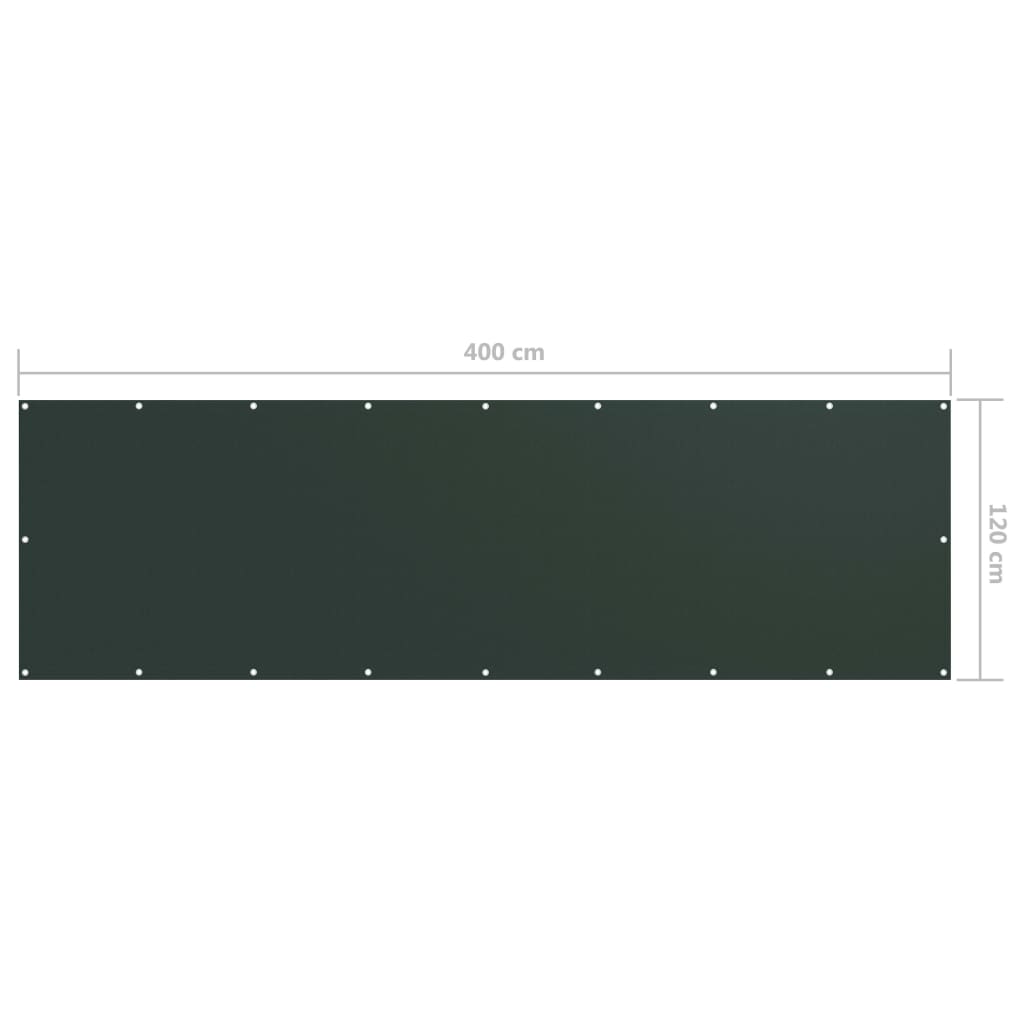 vidaXL altanafskærmning 120x400 cm oxfordstof mørkegrøn