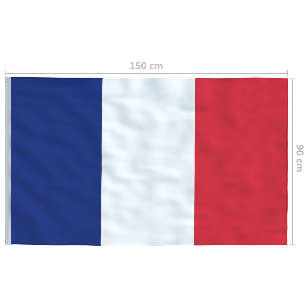 vidaXL Frankrig flag og flagstang 4 m aluminium