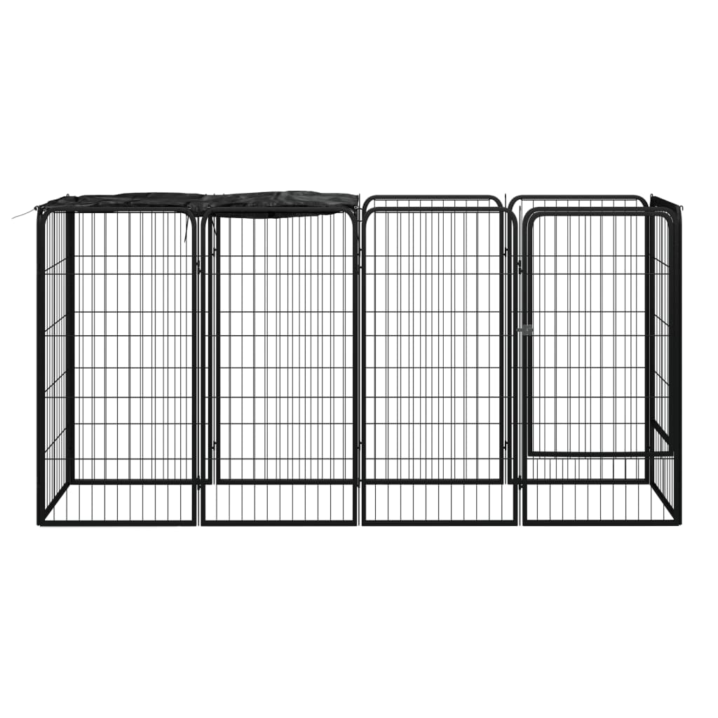 vidaXL 10-panels hundegård 50x100 cm pulverlakeret stål sort