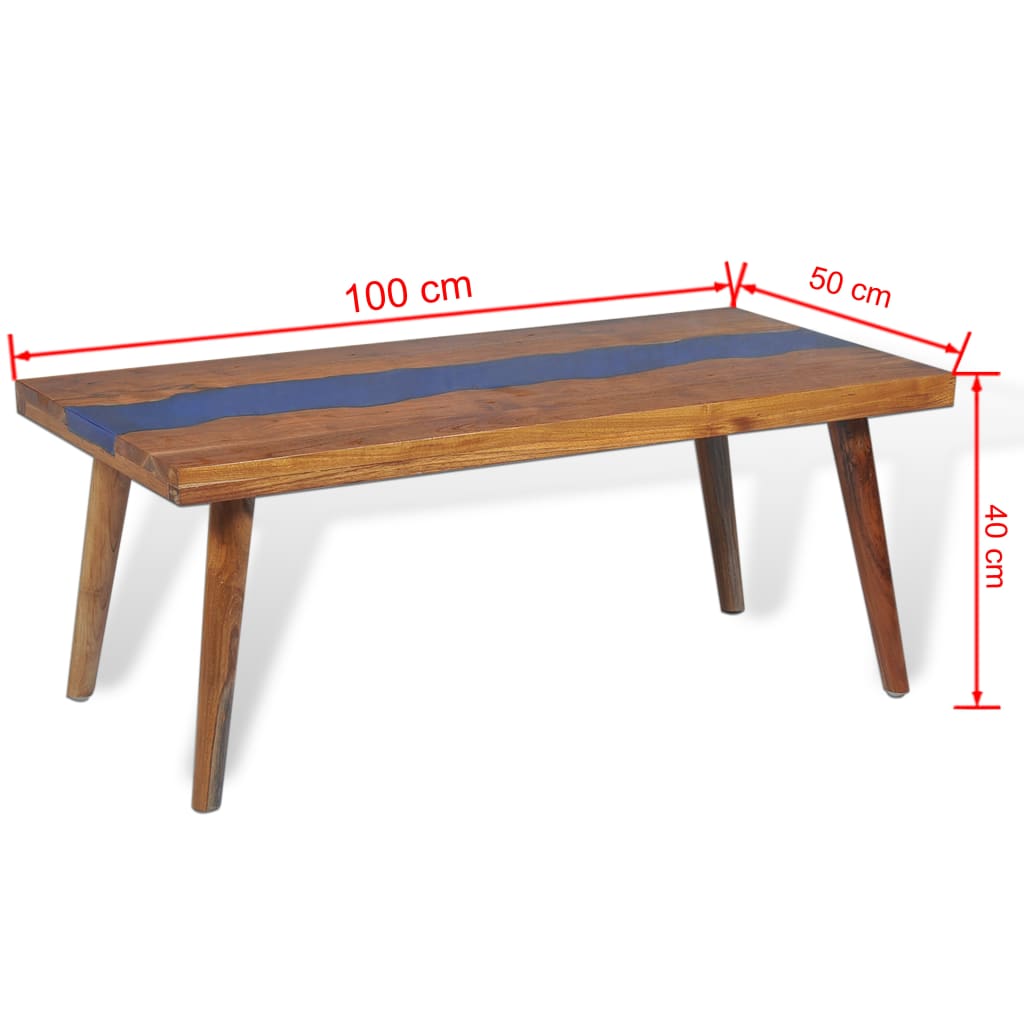 vidaXL sofabord i teaktræ og plastik 100 x 50 x 40 cm