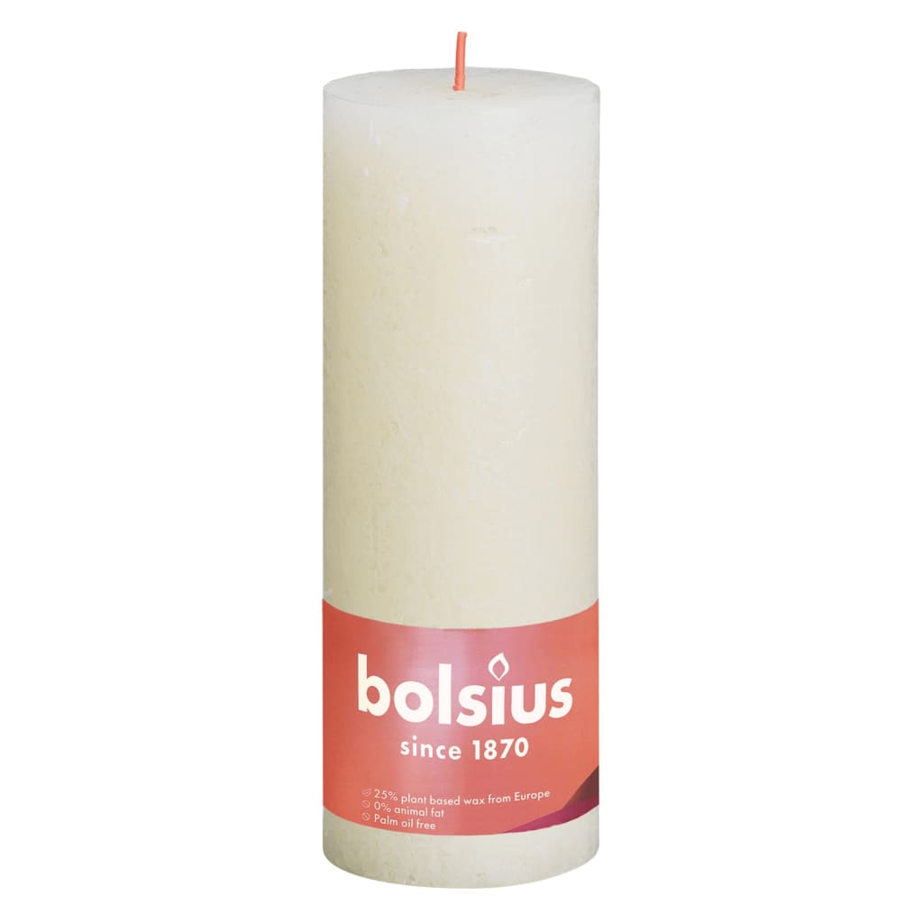 Bolsius rustikke søjlestearinlys Shine 4 stk. 190x68 mm perlehvid