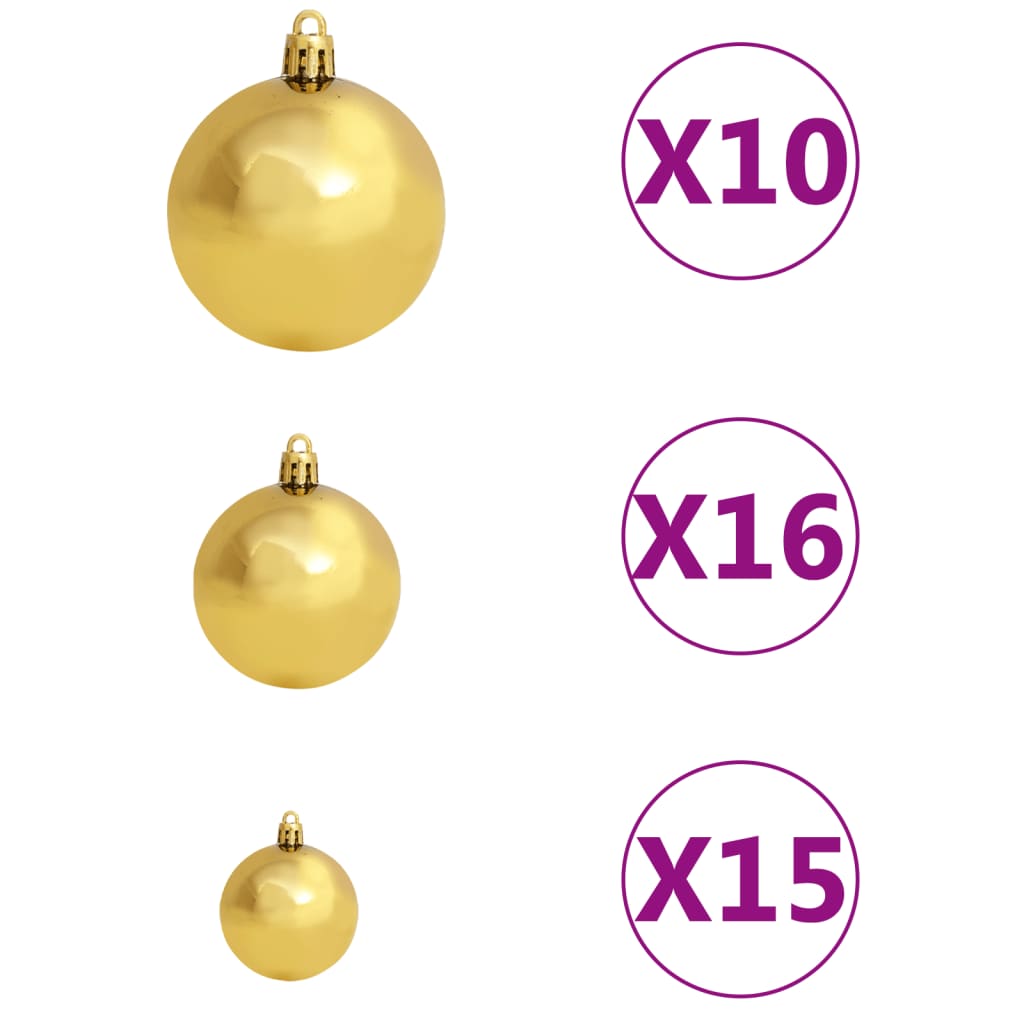 vidaXL julekuglesæt 120 dele med spir 300 LED'er guld- og bronzefarvet