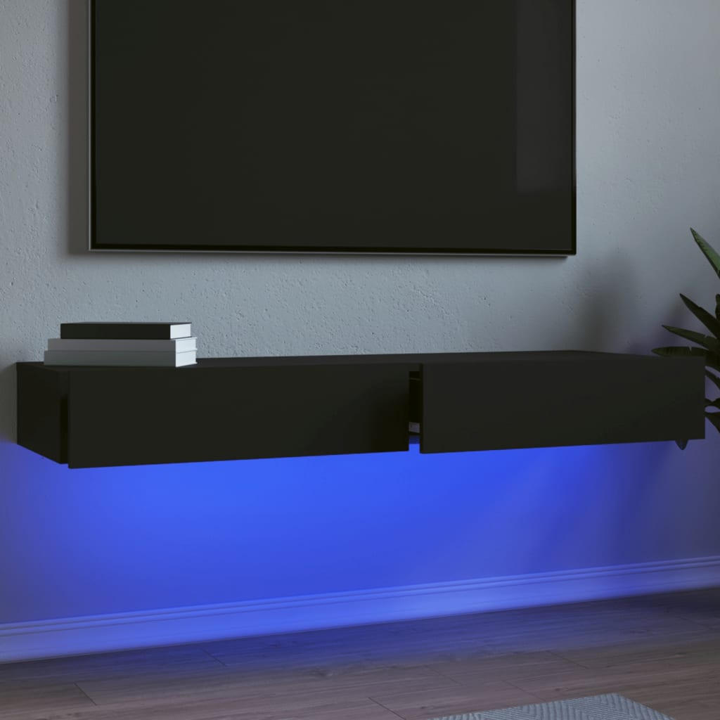 vidaXL tv-borde 2 stk. med LED-lys 60x35x15,5 cm sort