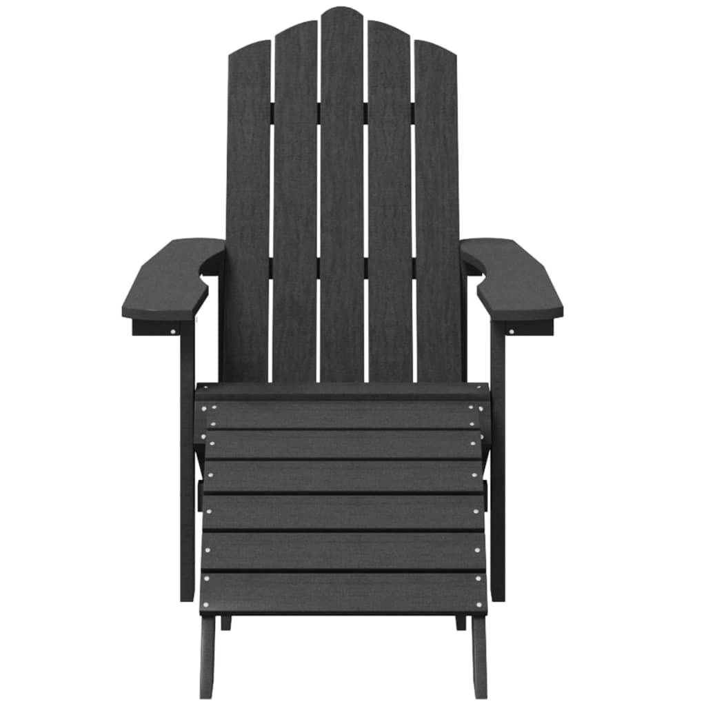 vidaXL Adirondack-stol med fodskammel og bord HDPE antracitgrå