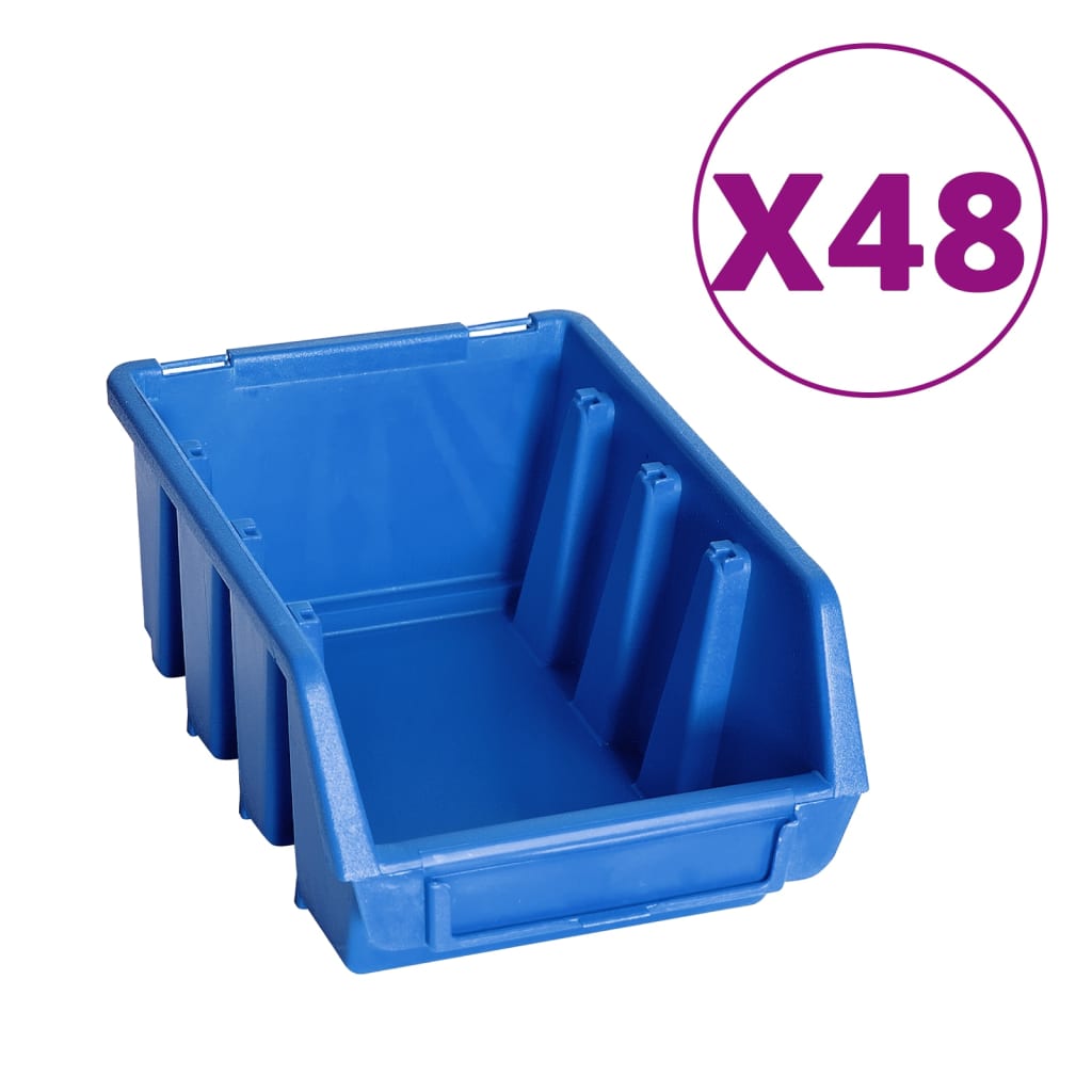 vidaXL opbevaringssæt med vægpaneler 128 dele blå og sort