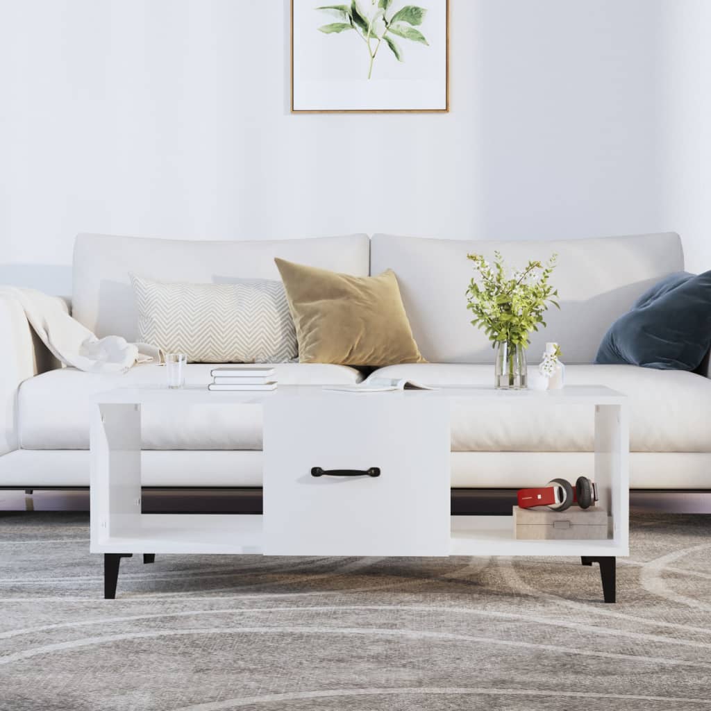vidaXL sofabord 102x50x40 cm konstrueret træ hvid højglans
