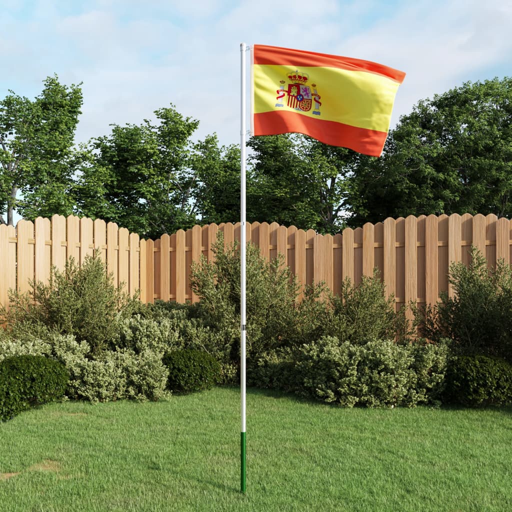 vidaXL Spanien flag og flagstang 4 m aluminium