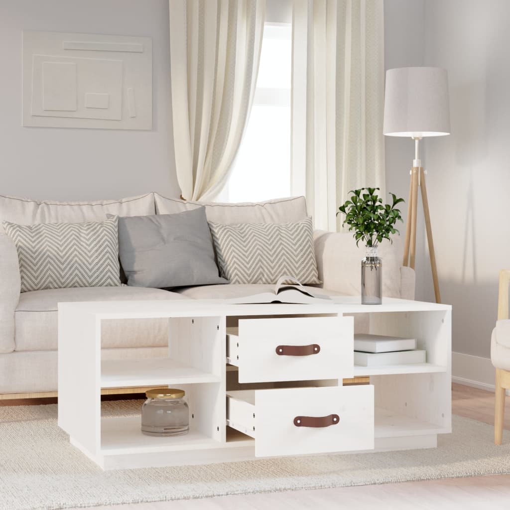 vidaXL sofabord 100x50x41 cm massivt fyrretræ hvid