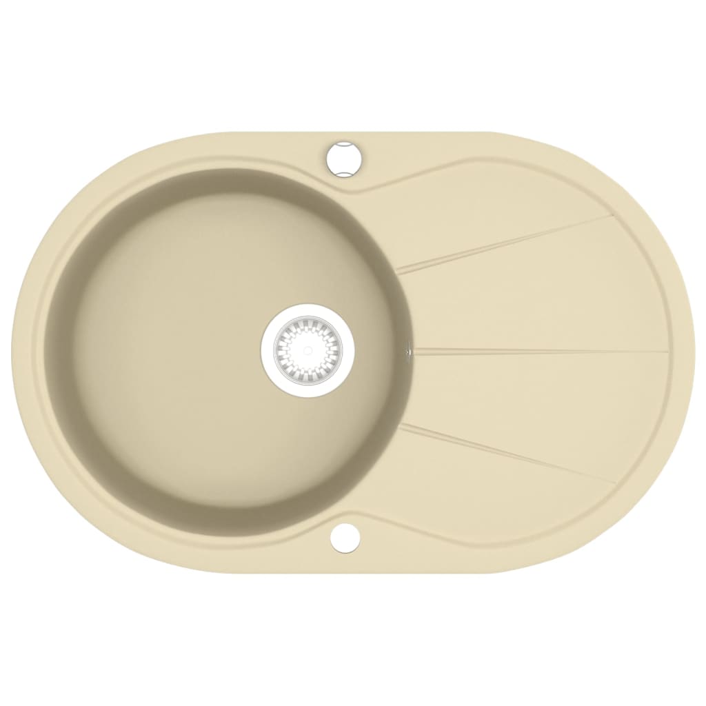 vidaXL køkkenvask granit enkelt vask oval beige