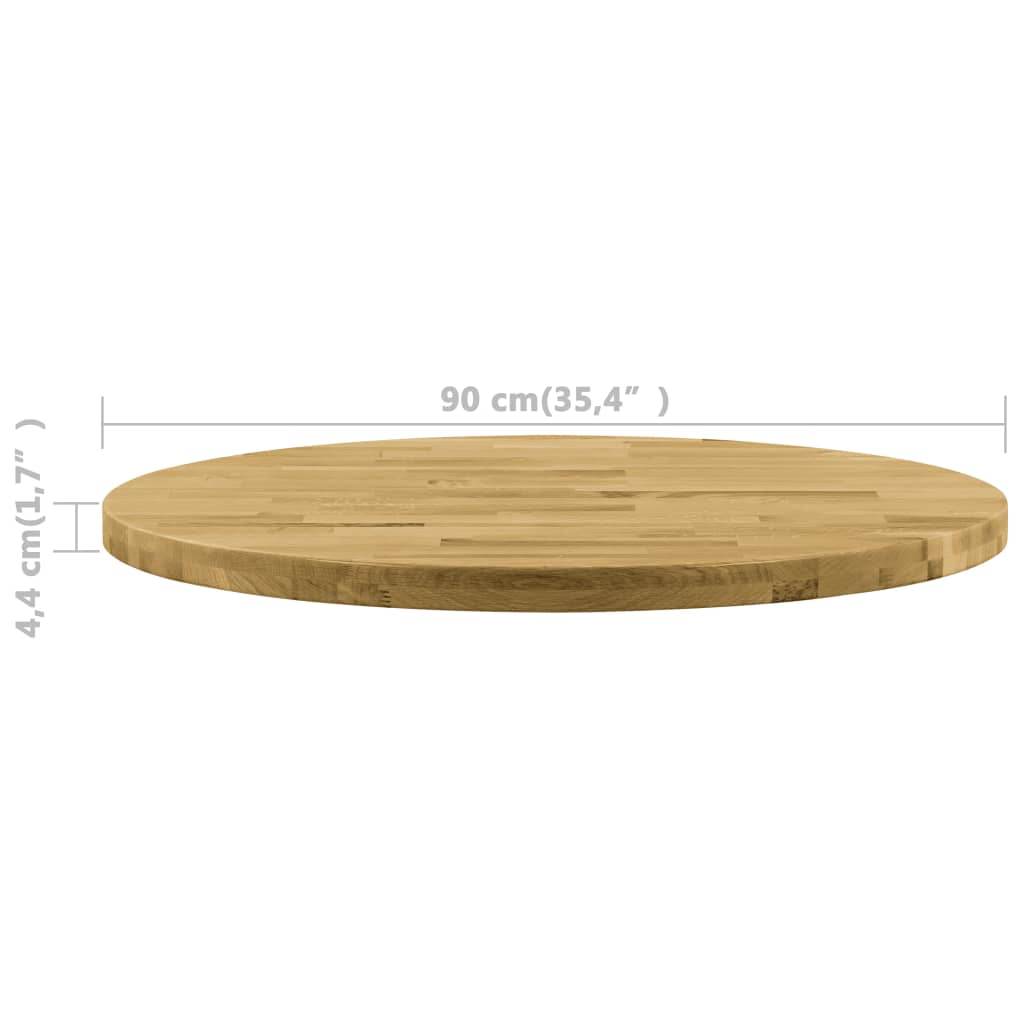 vidaXL bordplade i massivt egetræ rund 44 mm 900 mm