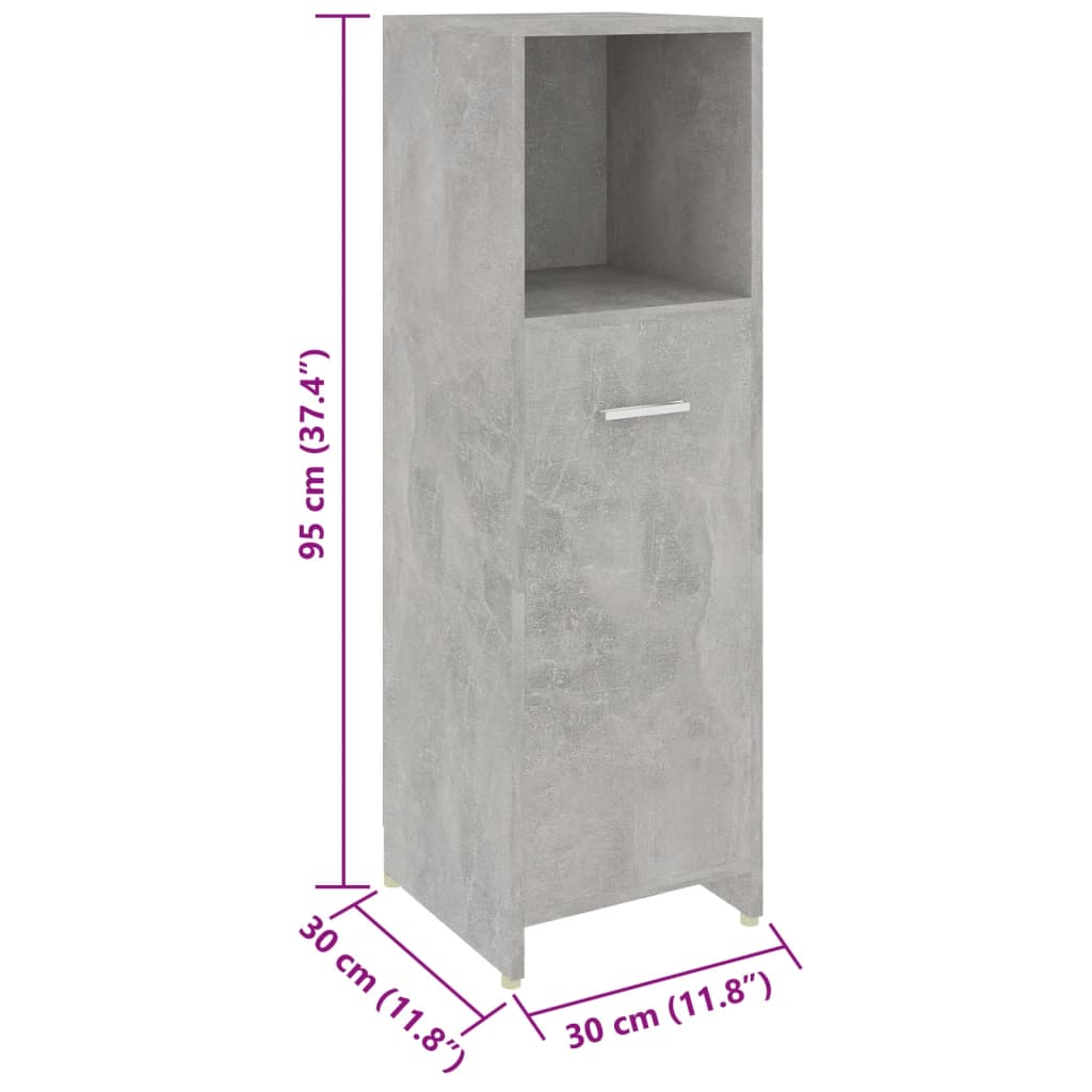 vidaXL badeværelsesmøbelsæt 4 dele betongrå