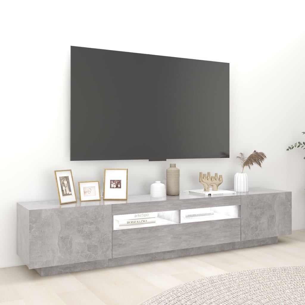 vidaXL tv-skab med LED-lys 200x35x40 cm betongrå