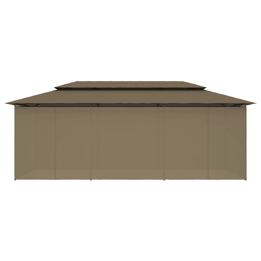 vidaXL pavillon med gardiner 600x298x270 cm 180 g/m² gråbrun